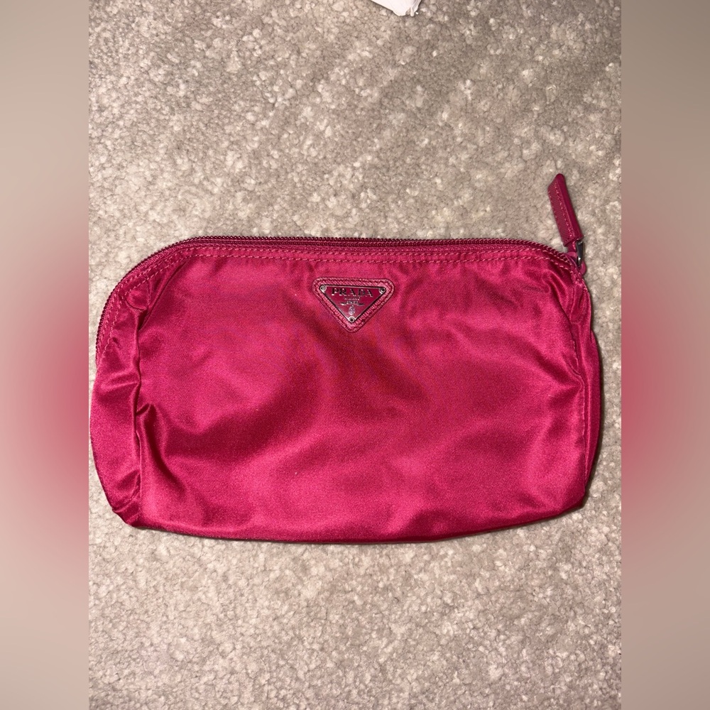 PRADA NYLON MAKEUP POUCH IN RARE RED COLOR | AUTHENTIC | PERFECT CONDITION